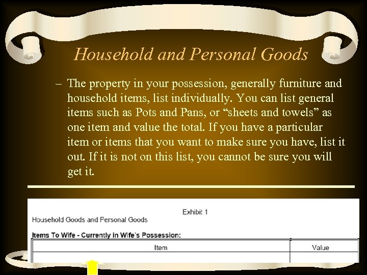 Household and Personal Goods – The property in your possession, generally furniture and household