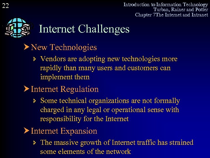 Introduction to Information Technology Turban, Rainer and Potter Chapter 7 The Internet and Intranet