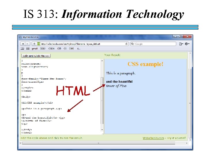 IS 313: Information Technology HTML 