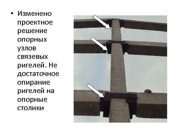  • Изменено проектное решение опорных узлов связевых ригелей. Не достаточное опирание ригелей на