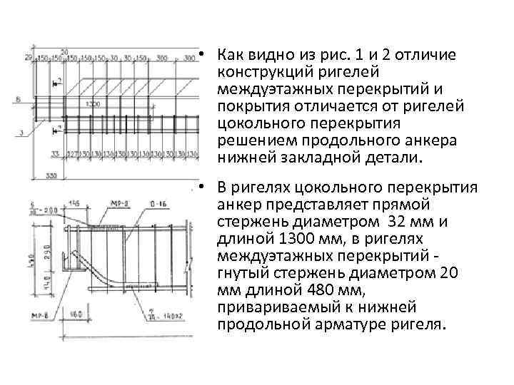  • Как видно из рис. 1 и 2 отличие конструкций ригелей междуэтажных перекрытий