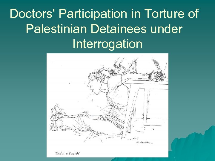 Doctors' Participation in Torture of Palestinian Detainees under Interrogation 
