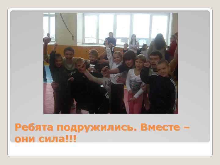 Ребята подружились. Вместе – они сила!!! 