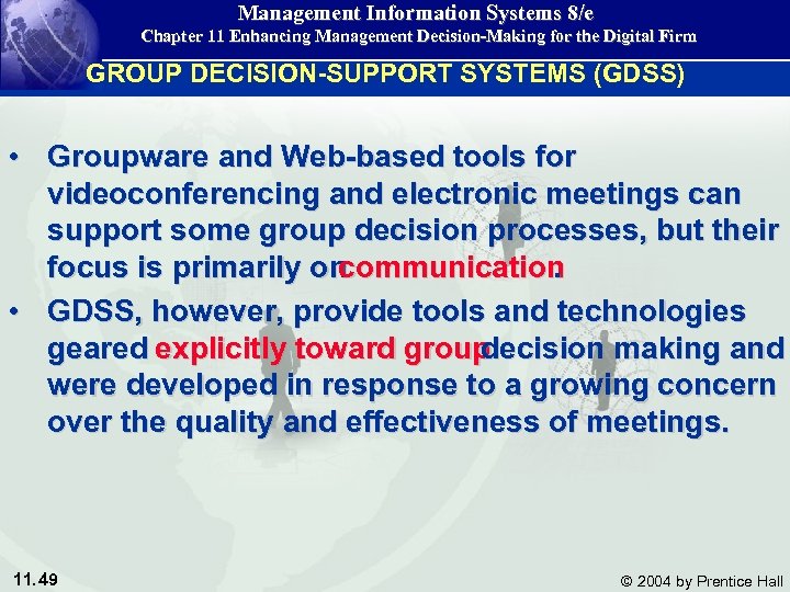 Management Information Systems 8/e Chapter 11 Enhancing Management Decision-Making for the Digital Firm GROUP