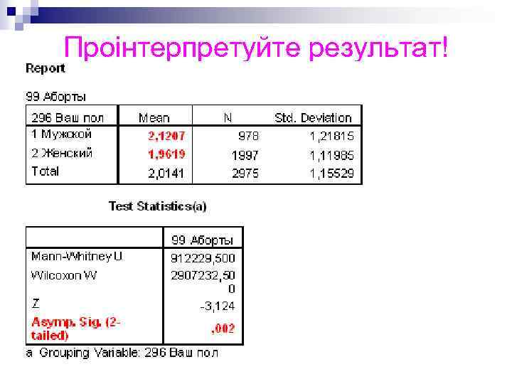 Проінтерпретуйте результат! 