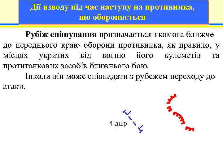 Дії взводу під час наступу на противника, що обороняється 19 Рубіж спішування призначається якомога