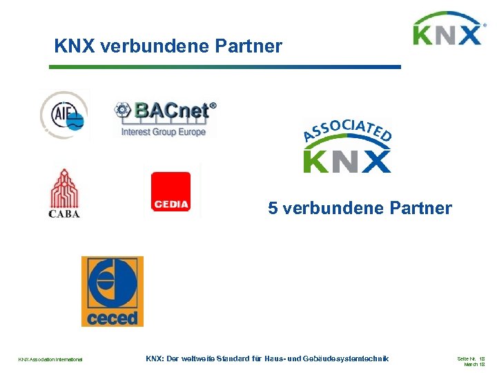 KNX verbundene Partner 5 verbundene Partner KNX Association International KNX: Der weltweite Standard für