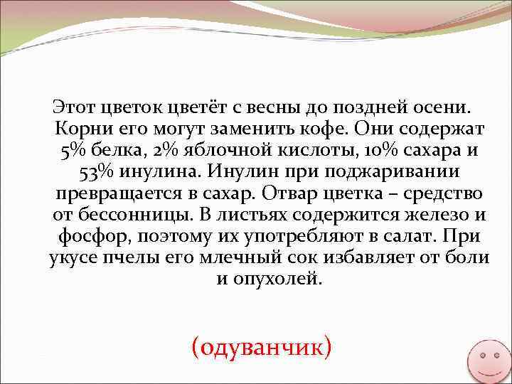 Этот цветок цветёт с весны до поздней осени. Корни его могут заменить кофе. Они