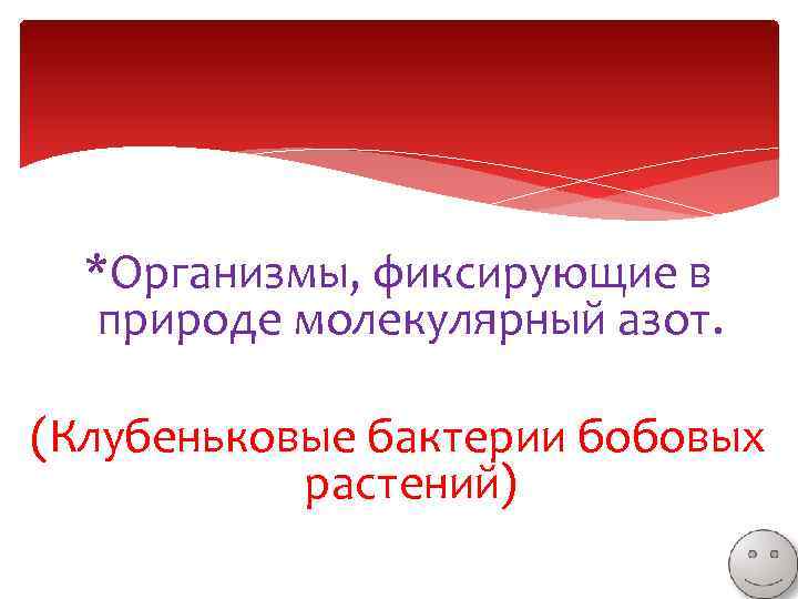 *Организмы, фиксирующие в природе молекулярный азот. (Клубеньковые бактерии бобовых растений) 