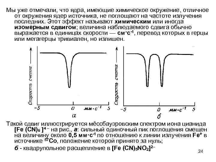 Мы уже отмечали, что ядра, имеющие химическое окружение, отличное от окружения ядер источника, не