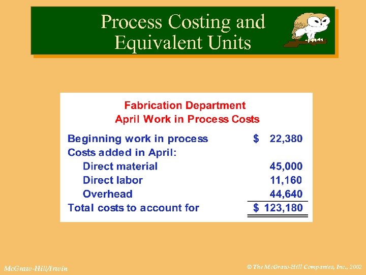 Process Costing and Equivalent Units Mc. Graw-Hill/Irwin © The Mc. Graw-Hill Companies, Inc. ,