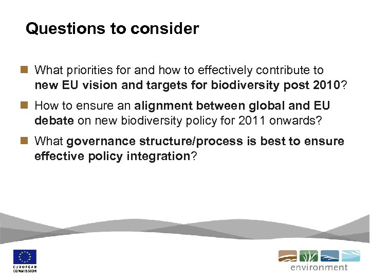 Questions to consider n What priorities for and how to effectively contribute to new