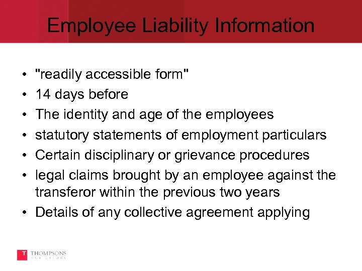 Employee Liability Information • • • 