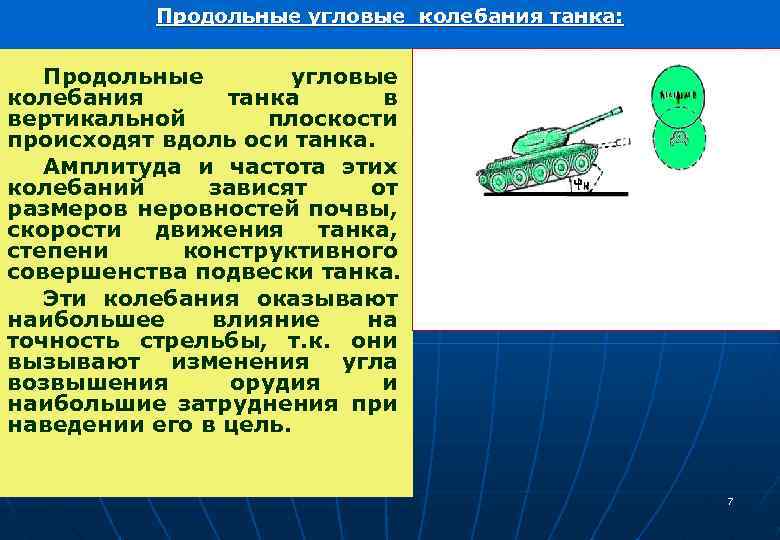 Продольные угловые колебания танка: Продольные угловые колебания танка в вертикальной плоскости происходят вдоль оси