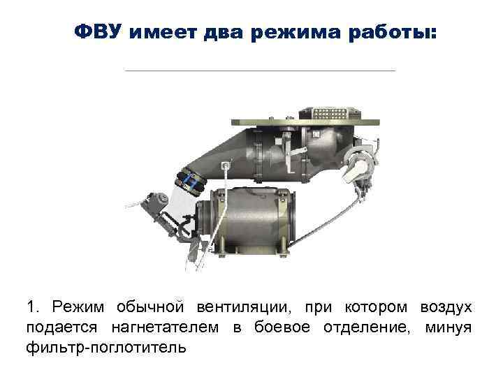 ФВУ имеет два режима работы: 1. Режим обычной вентиляции, при котором воздух подается нагнетателем