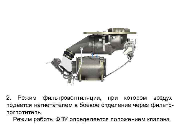 2. Режим фильтровентиляции, при котором воздух подается нагнетателем в боевое отделение через фильтрпоглотитель. Режим