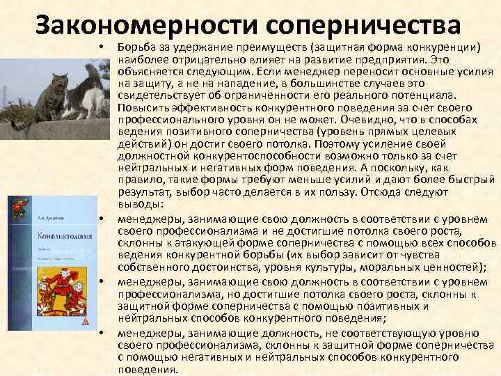 Закономерности соперничества • • Борьба за удержание преимуществ (защитная форма конкуренции) наиболее отрицательно влияет