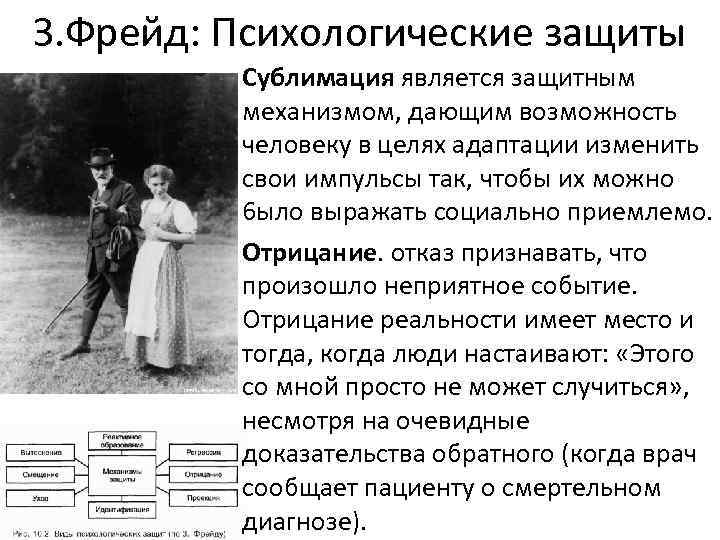 З. Фрейд: Психологические защиты • Сублимация является защитным механизмом, дающим возможность человеку в целях