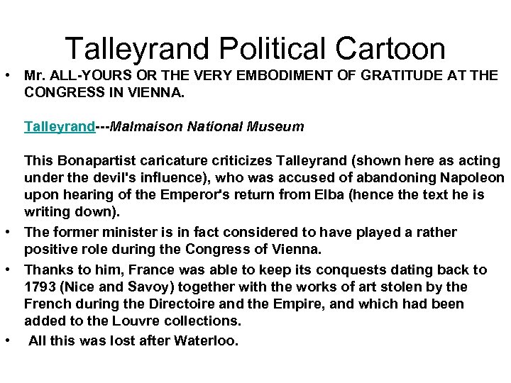 Talleyrand Political Cartoon • Mr. ALL-YOURS OR THE VERY EMBODIMENT OF GRATITUDE AT THE