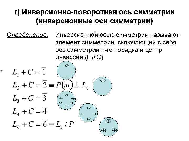 г) Инверсионно-поворотная ось симметрии (инверсионные оси симметрии) Определение: Инверсионной осью симметрии называют элемент симметрии,