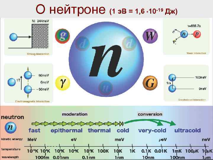 О нейтроне (1 э. В = 1, 6 10 -19 Дж) 