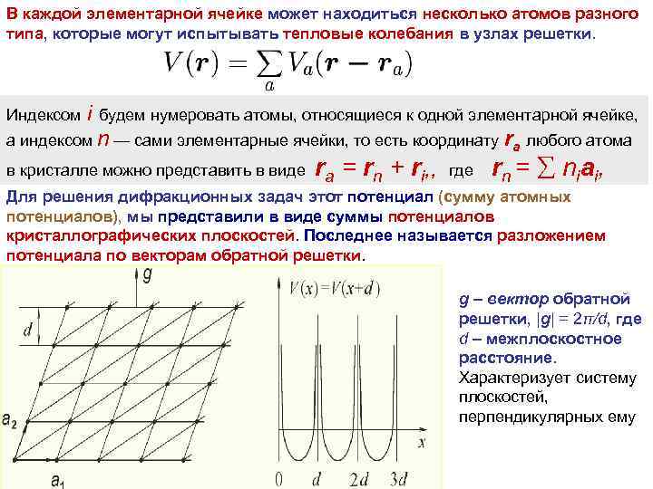 В каждой элементарной ячейке может находиться несколько атомов разного типа, которые могут испытывать тепловые
