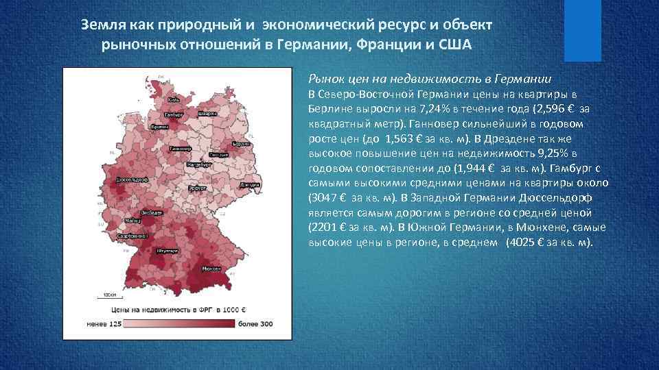 Земля как природный и экономический ресурс и объект рыночных отношений в Германии, Франции и