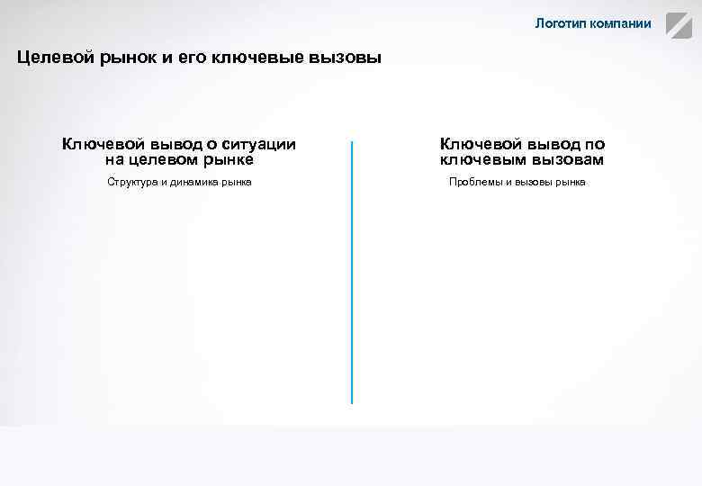 Логотип компании Целевой рынок и его ключевые вызовы Ключевой вывод о ситуации на целевом