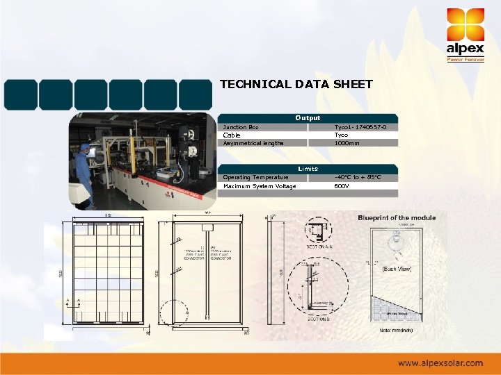 TECHNICAL DATA SHEET Output Junction Box Tyco 1 - 1740657 -0 Tyco 1000 mm