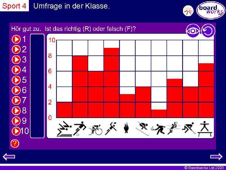 Sport 4 Umfrage in der Klasse. © Boardworks Ltd 2003 