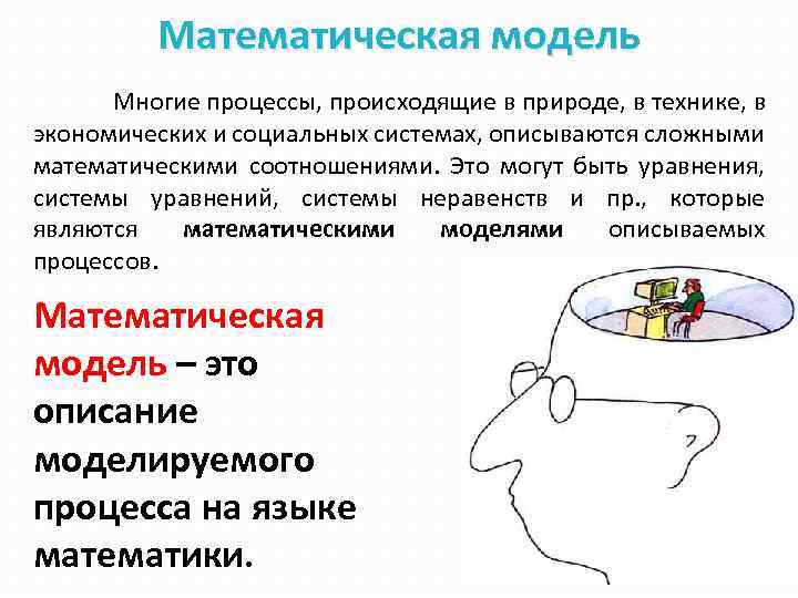 Математическая модель Многие процессы, происходящие в природе, в технике, в экономических и социальных системах,