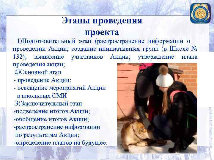 Этапы проведения проекта 1)Подготовительный этап (распространение информации о проведении Акции; создание инициативных групп (в