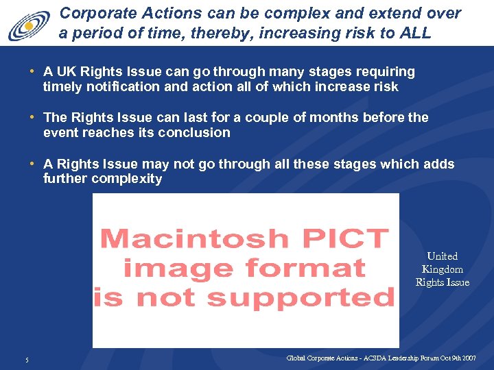 Corporate Actions can be complex and extend over a period of time, thereby, increasing