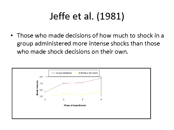 Jeffe et al. (1981) • Those who made decisions of how much to shock