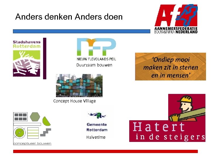 Anders denken Anders doen Duurzaam bouwen Concept House Village Halvetime 