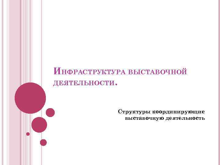 ИНФРАСТРУКТУРА ВЫСТАВОЧНОЙ ДЕЯТЕЛЬНОСТИ. Структуры координирующие выставочную деятельность 