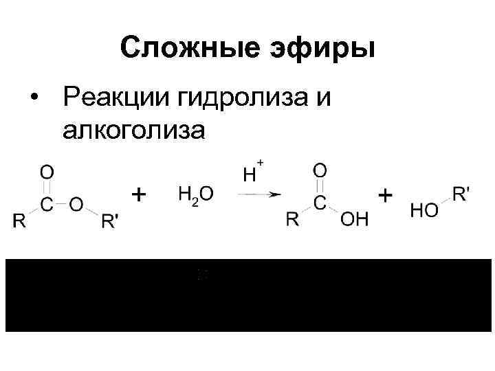 Сложные эфиры • Реакции гидролиза и алкоголиза 