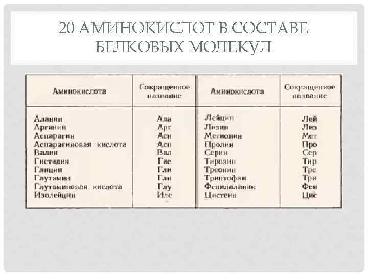 Сбалансированный состав белков. 20 Аминокислот. Список аминокислот 20. Белки химия Наименование. 20 Аминокислот в составе белковых молекул таблица.