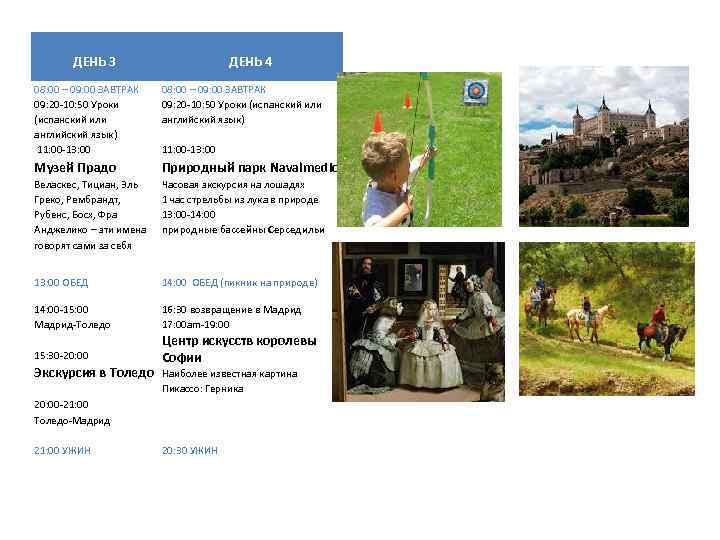 ДЕНЬ 3 ДЕНЬ 4 08: 00 – 09: 00 ЗАВТРАК 09: 20 -10: 50