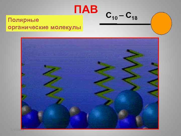 ПАВ Полярные органические молекулы 2/17/2018 С 10 – С 18 