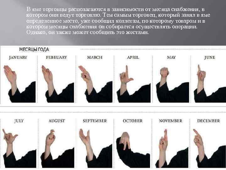  В яме торговцы располагаются в зависимости от месяца снабжения, в котором они ведут