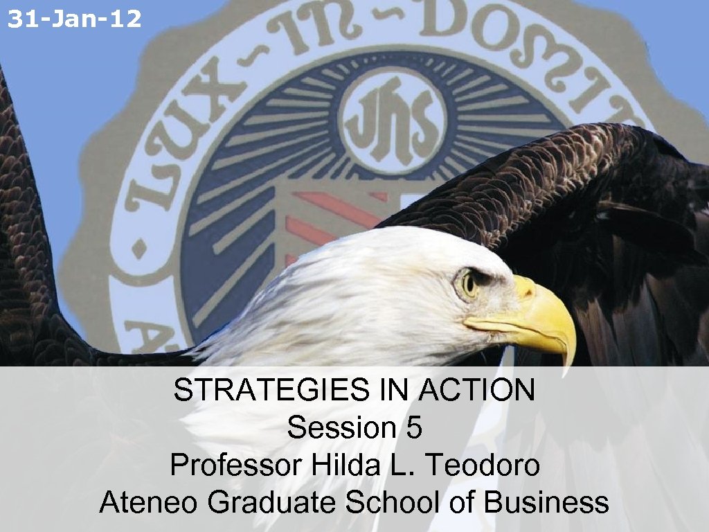 31 -Jan-12 STRATEGIES IN ACTION Session 5 Professor Hilda L. Teodoro Ateneo Graduate School