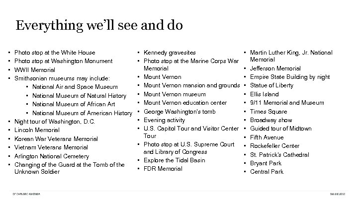 Everything we’ll see and do • • • Photo stop at the White House