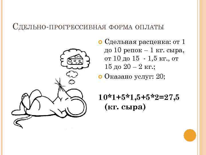 СДЕЛЬНО-ПРОГРЕССИВНАЯ ФОРМА ОПЛАТЫ Сдельная расценка: от 1 до 10 репок – 1 кг. сыра,