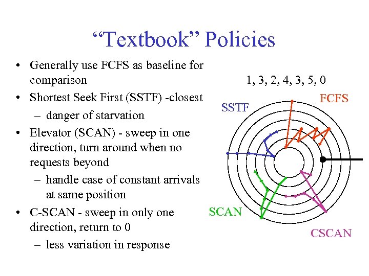 “Textbook” Policies • Generally use FCFS as baseline for 1, 3, 2, 4, 3,
