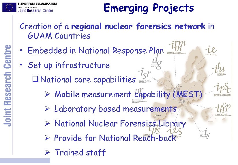 Emerging Projects Creation of a regional nuclear forensics network in GUAM Countries • Embedded