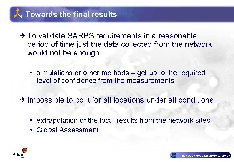 Towards the final results Q To validate SARPS requirements in a reasonable period of