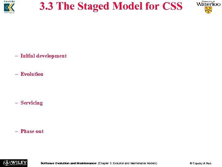 3. 3 The Staged Model for CSS n n n Rajlich and Bennett have