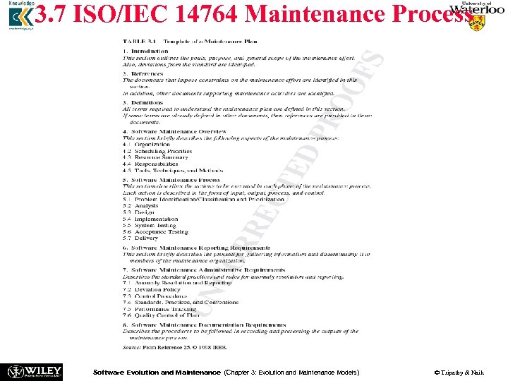 3. 7 ISO/IEC 14764 Maintenance Process Software Evolution and Maintenance (Chapter 3: Evolution and