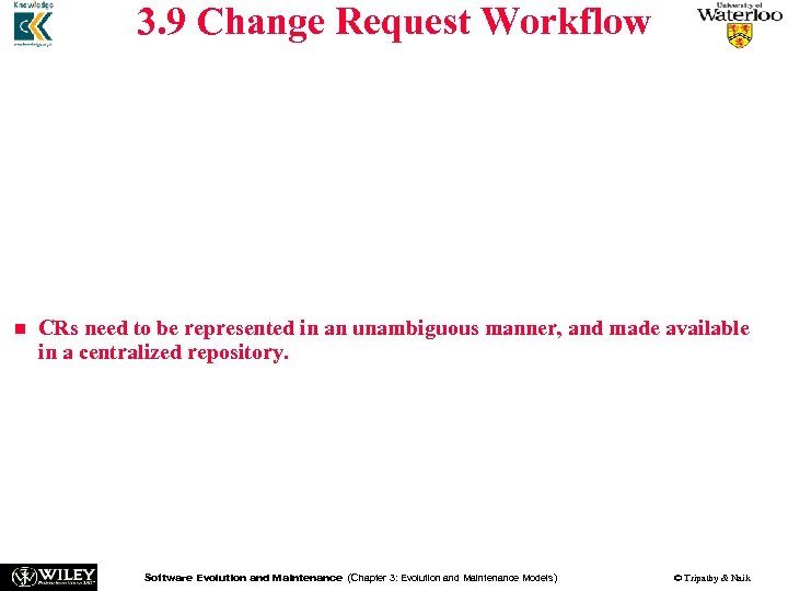 3. 9 Change Request Workflow n n A change request describes the desires and